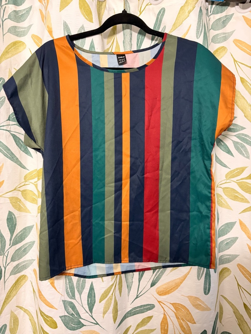 SHEIN Multicolor Vertical Stripe Short Sleeve Top